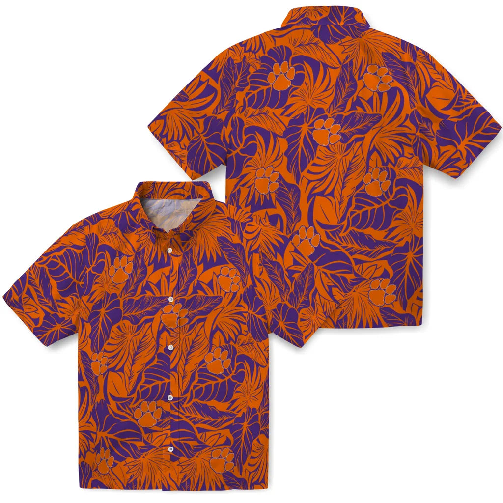 Clemson Tigers Hawaiian Shirt - Monstera Layer | Moonbestprint