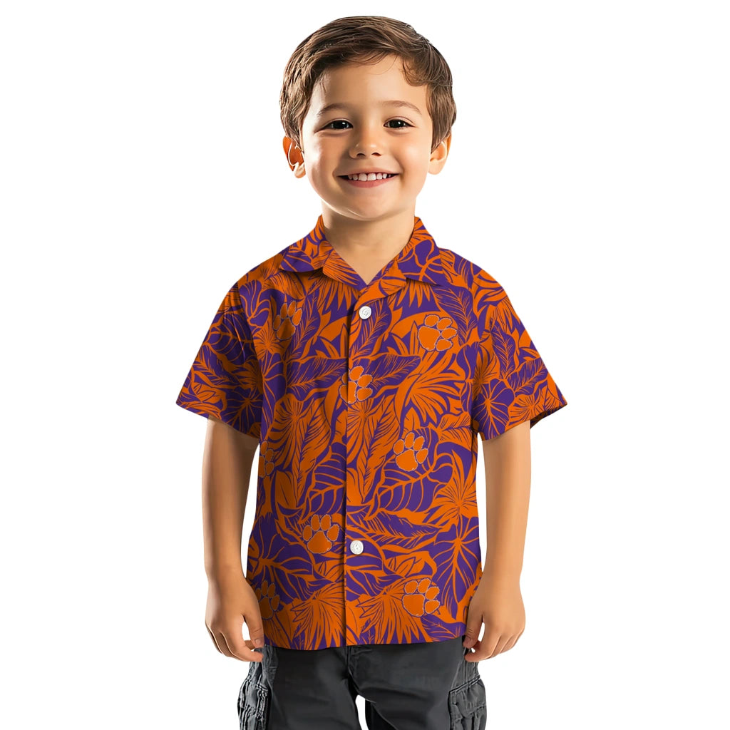 Clemson Tigers Hawaiian Shirt - Monstera Layer | Moonbestprint