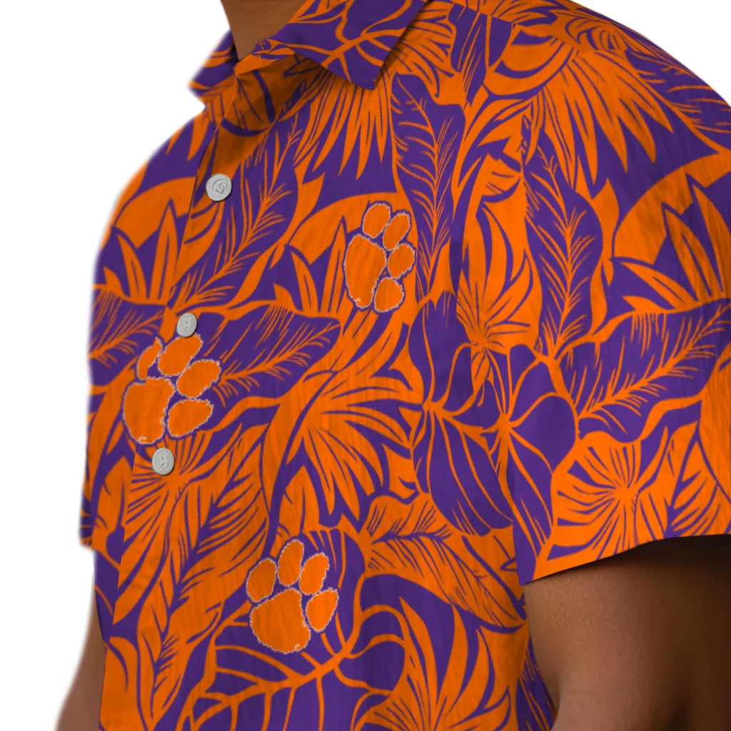 Clemson Tigers Hawaiian Shirt - Monstera Layer | Moonbestprint