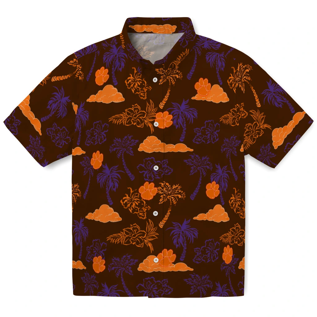Clemson Tigers Hawaiian Shirt - Palm And Clouds | Moonbestprint