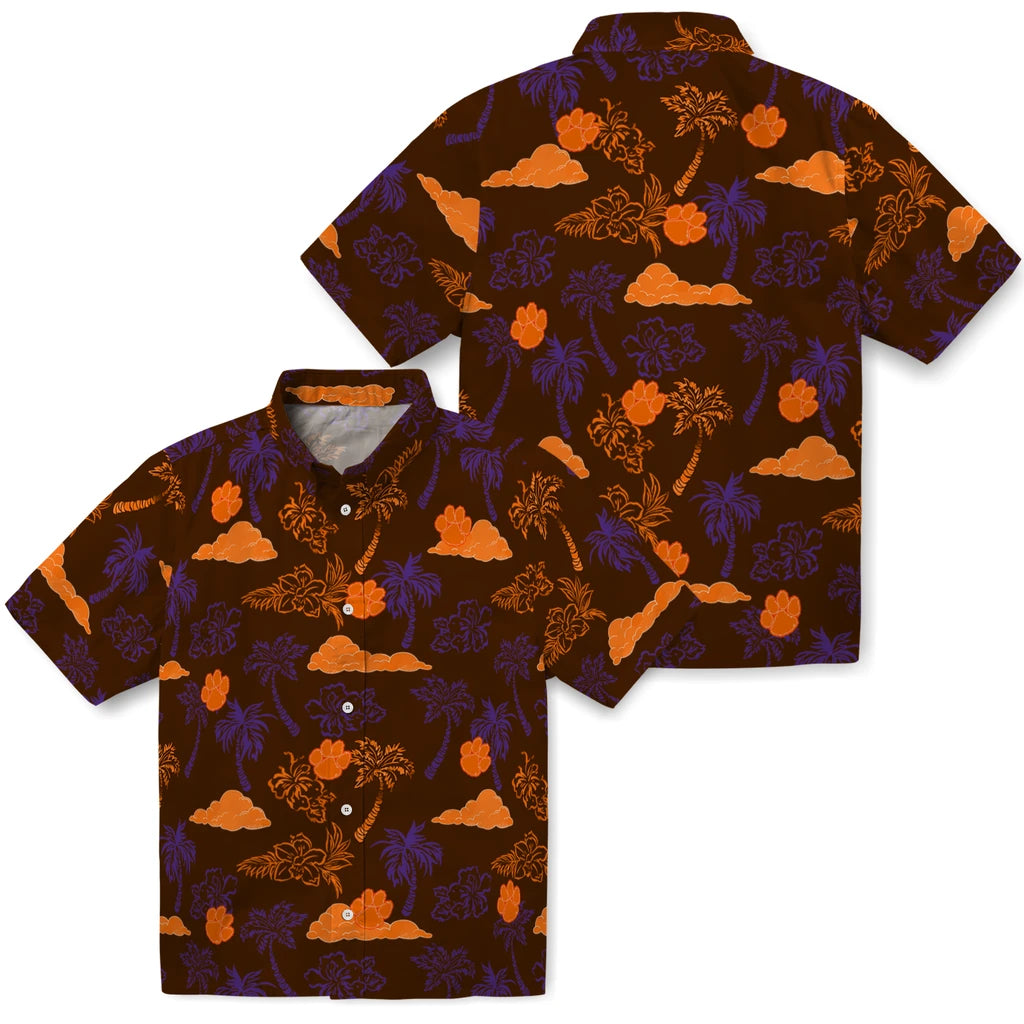 Clemson Tigers Hawaiian Shirt - Palm And Clouds | Moonbestprint