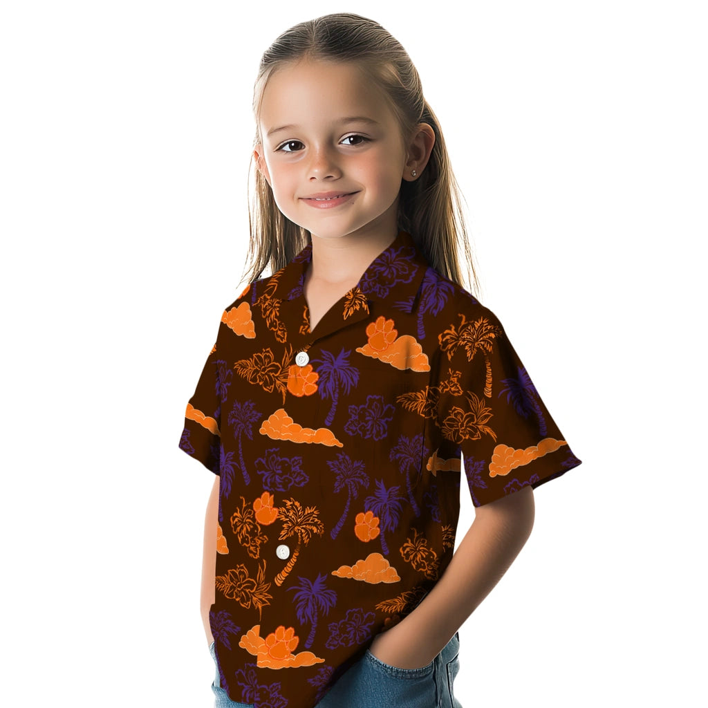 Clemson Tigers Hawaiian Shirt - Palm And Clouds | Moonbestprint