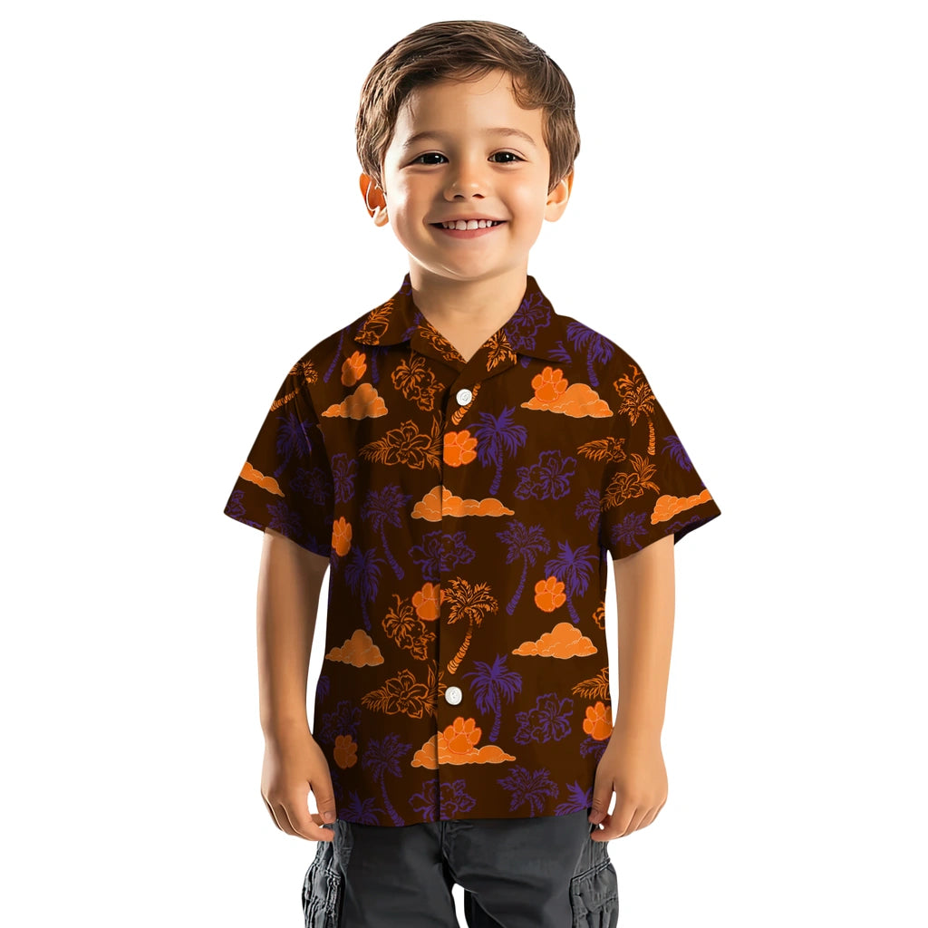 Clemson Tigers Hawaiian Shirt - Palm And Clouds | Moonbestprint
