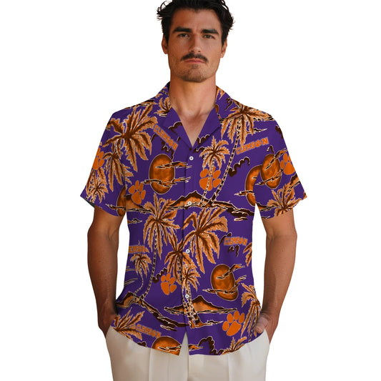 Clemson Tigers Hawaiian Shirt - Palm Sunset | Moonbestprint