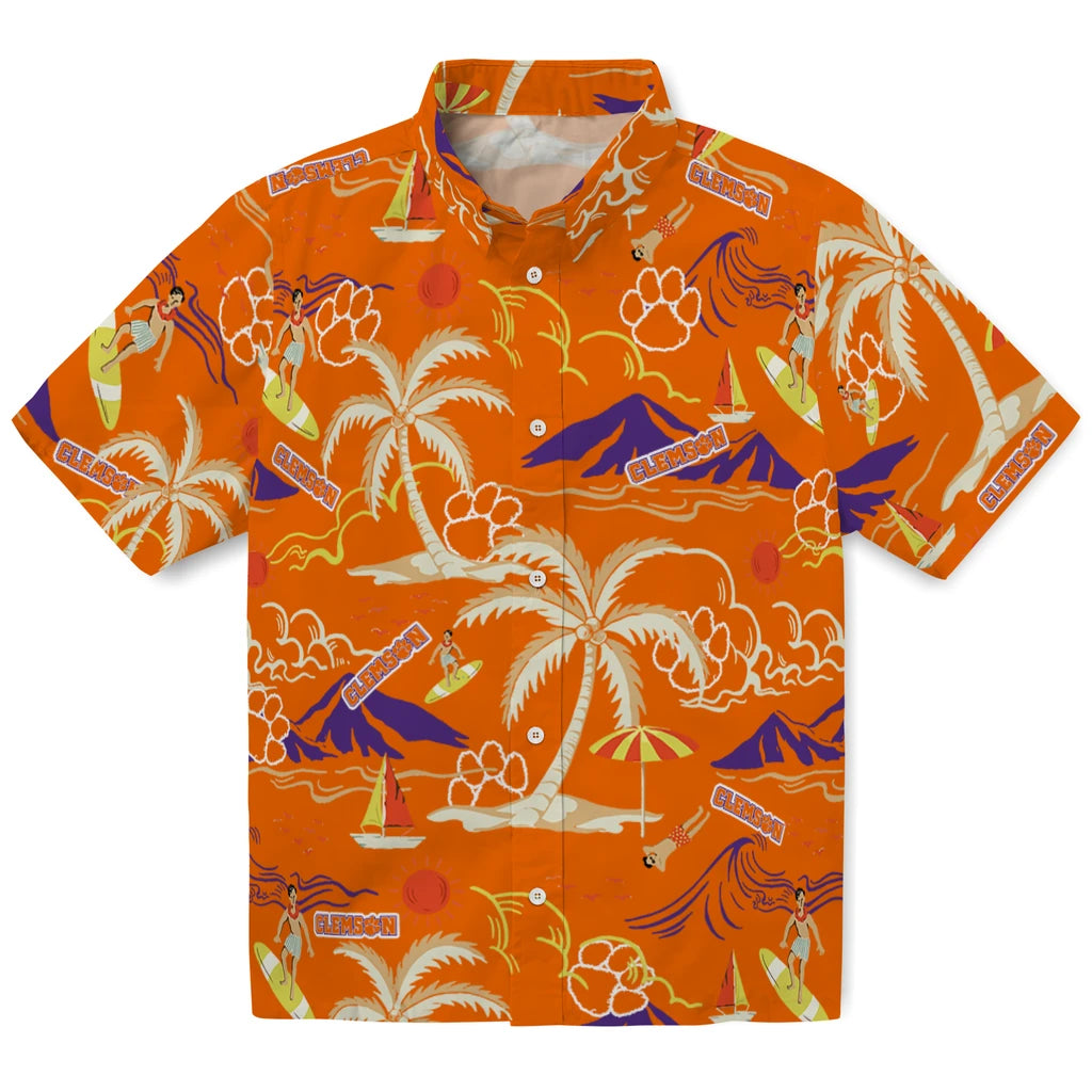 Clemson Tigers Hawaiian Shirt - Palm Tree Island | Moonbestprint