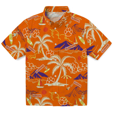Clemson Tigers Hawaiian Shirt - Palm Tree Island | Moonbestprint