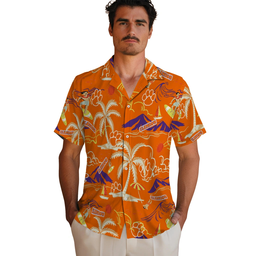 Clemson Tigers Hawaiian Shirt - Palm Tree Island | Moonbestprint