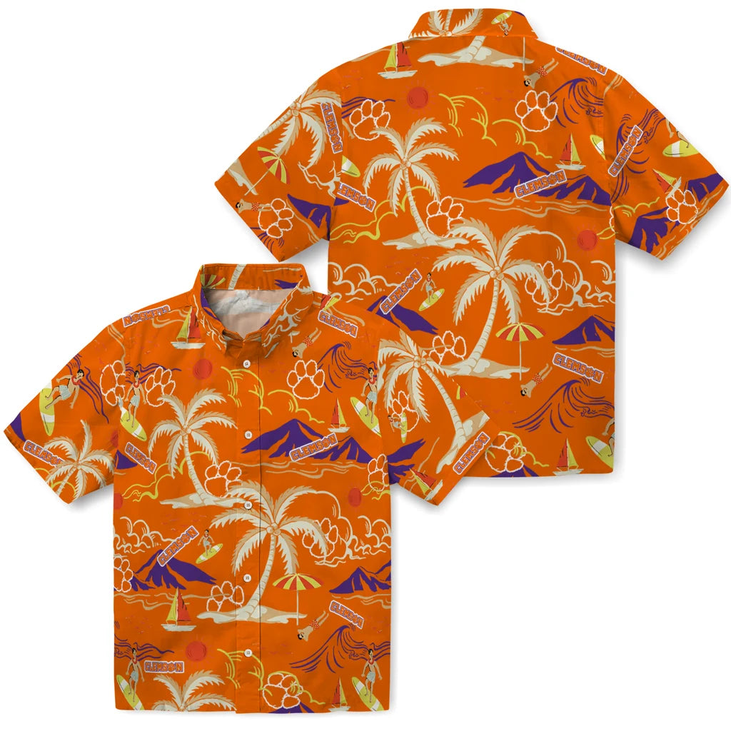 Clemson Tigers Hawaiian Shirt - Palm Tree Island | Moonbestprint