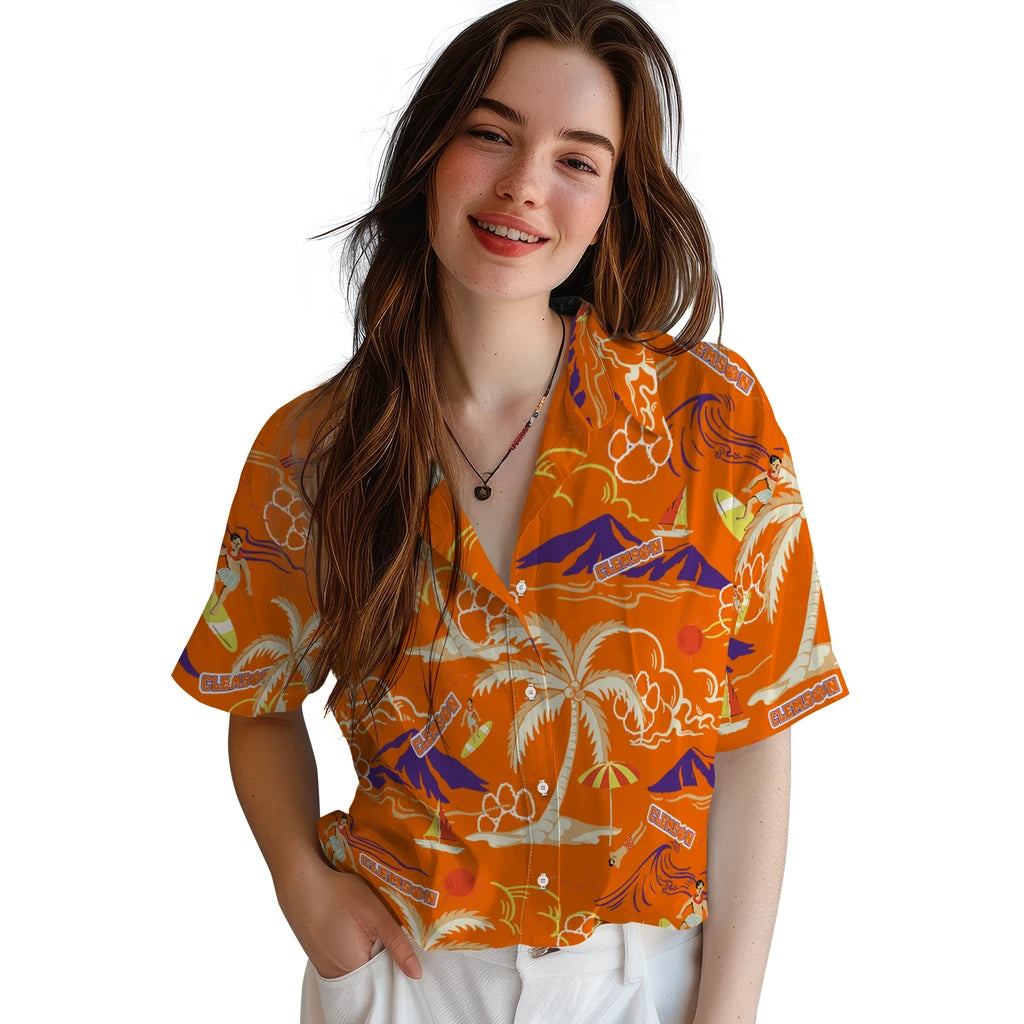 Clemson Tigers Hawaiian Shirt - Palm Tree Island | Moonbestprint