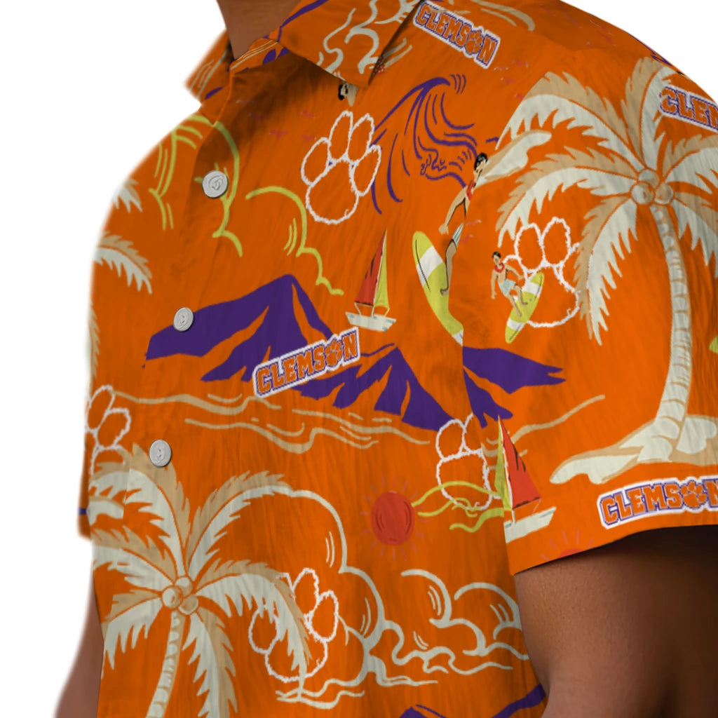Clemson Tigers Hawaiian Shirt - Palm Tree Island | Moonbestprint