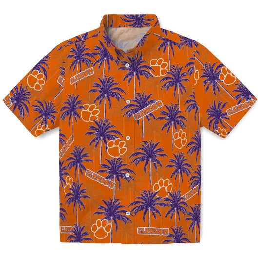 Clemson Tigers Hawaiian Shirt - Palm Tree Motif | Moonbestprint
