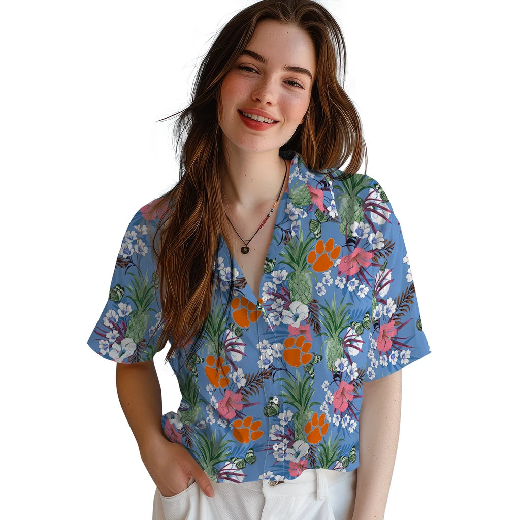 Clemson Tigers Hawaiian Shirt - Pineapple Bouquet | Moonbestprint