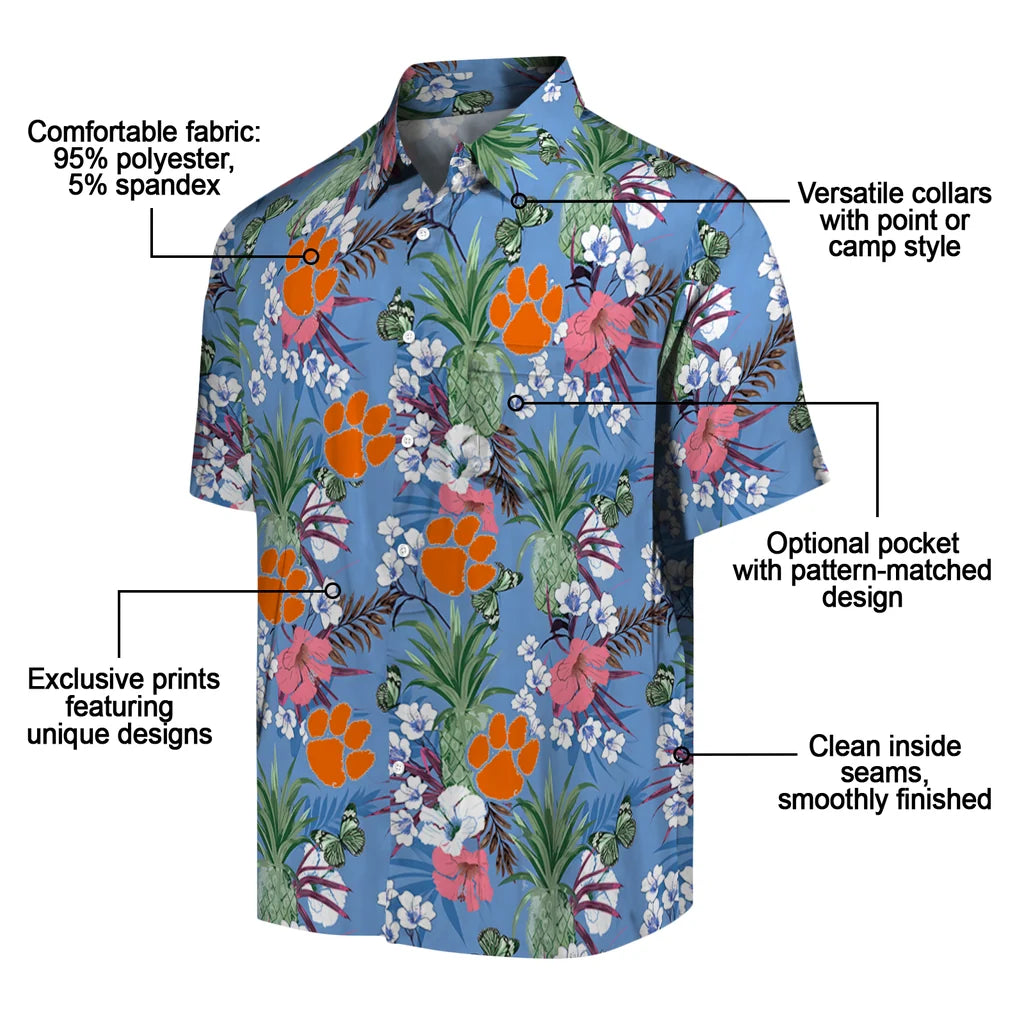 Clemson Tigers Hawaiian Shirt - Pineapple Bouquet | Moonbestprint