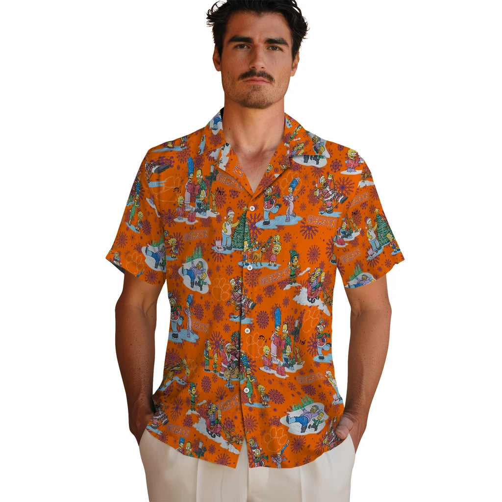 Clemson Tigers Hawaiian Shirt - Simpsons Christmas | Moonbestprint