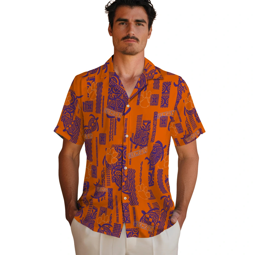 Clemson Tigers Hawaiian Shirt - Turtle Lines | Moonbestprint