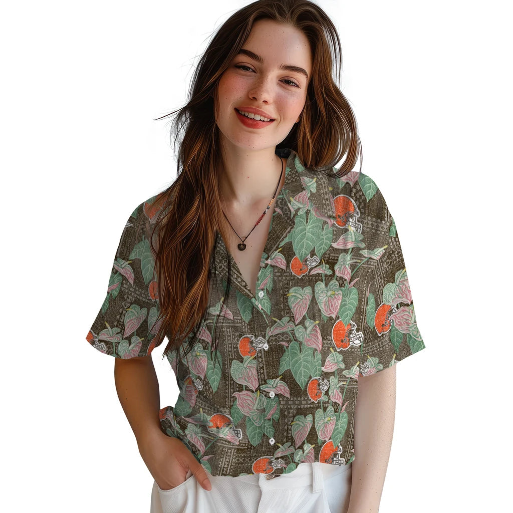 Cleveland Browns Hawaiian Shirt - Anthurium Overlay | Moonbestprint