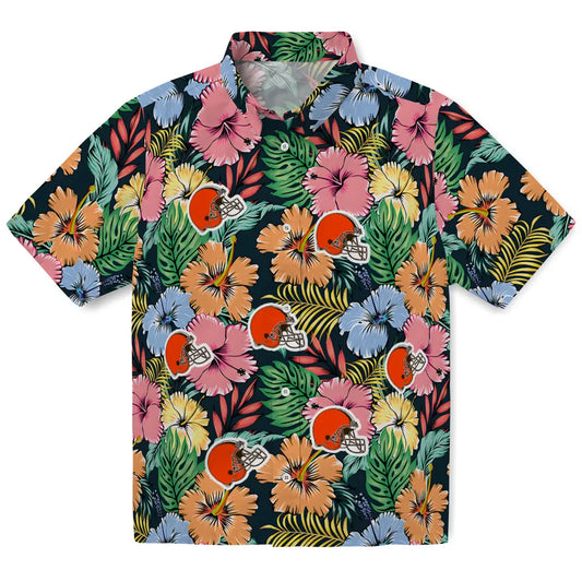 Cleveland Browns Hawaiian Shirt - Brilliant Hibiscus Garden | Moonbestprint