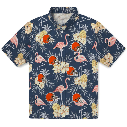 Cleveland Browns Hawaiian Shirt - Flamingo Hibiscus | Moonbestprint