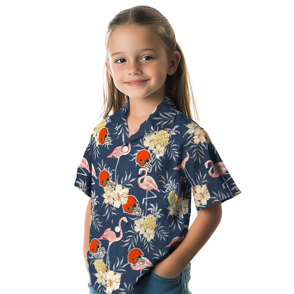 Cleveland Browns Hawaiian Shirt - Flamingo Hibiscus | Moonbestprint