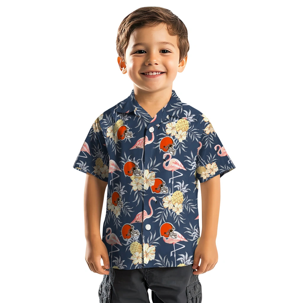 Cleveland Browns Hawaiian Shirt - Flamingo Hibiscus | Moonbestprint