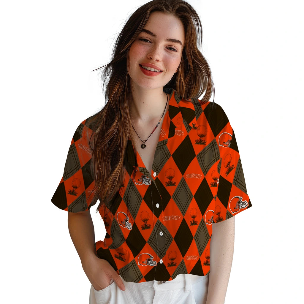 Cleveland Browns Hawaiian Shirt - Golfing Plaid | Moonbestprint