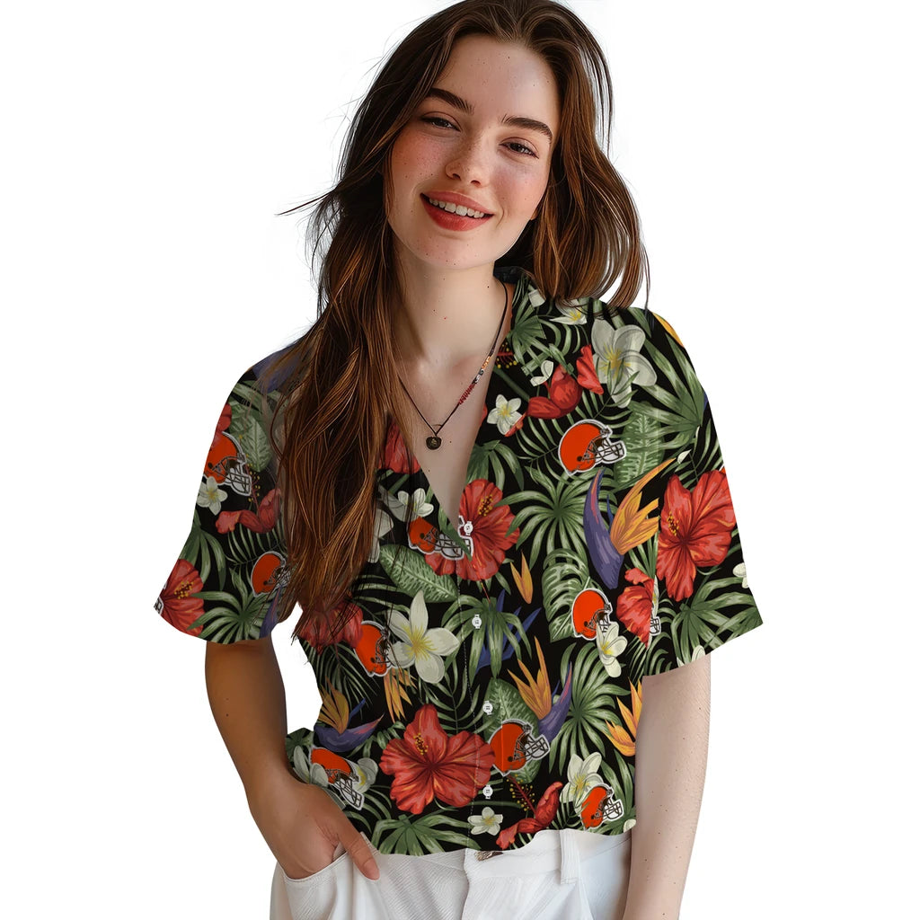Cleveland Browns Hawaiian Shirt - Hawaii Floral Hibiscus | Moonbestprint