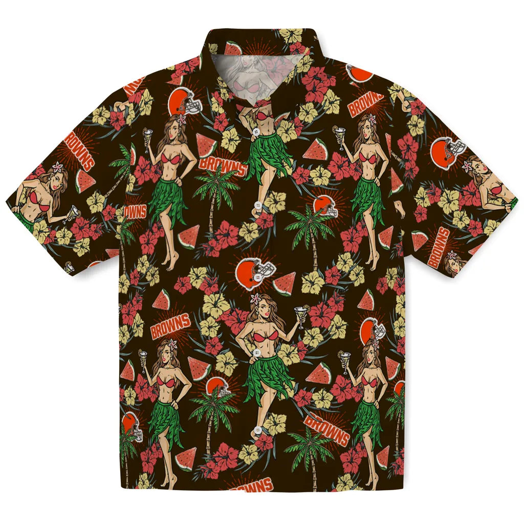 Cleveland Browns Hawaiian Shirt - Hawaiian Girls Design | Moonbestprint