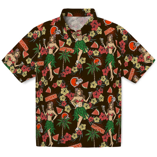 Cleveland Browns Hawaiian Shirt - Hawaiian Girls Design | Moonbestprint