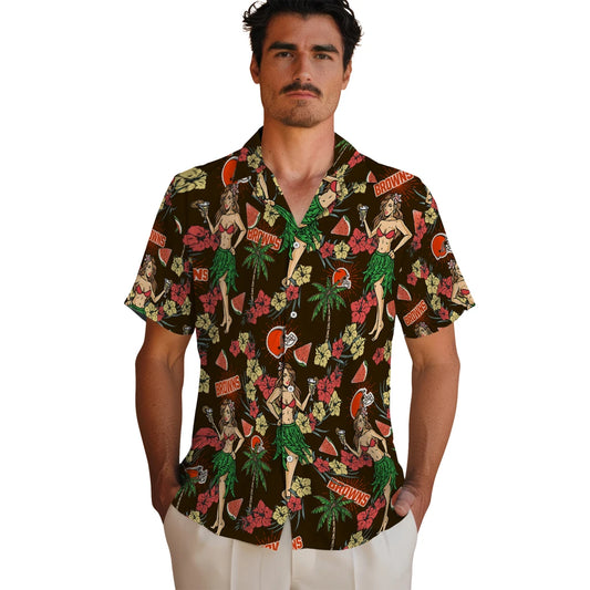 Cleveland Browns Hawaiian Shirt - Hawaiian Girls Design | Moonbestprint