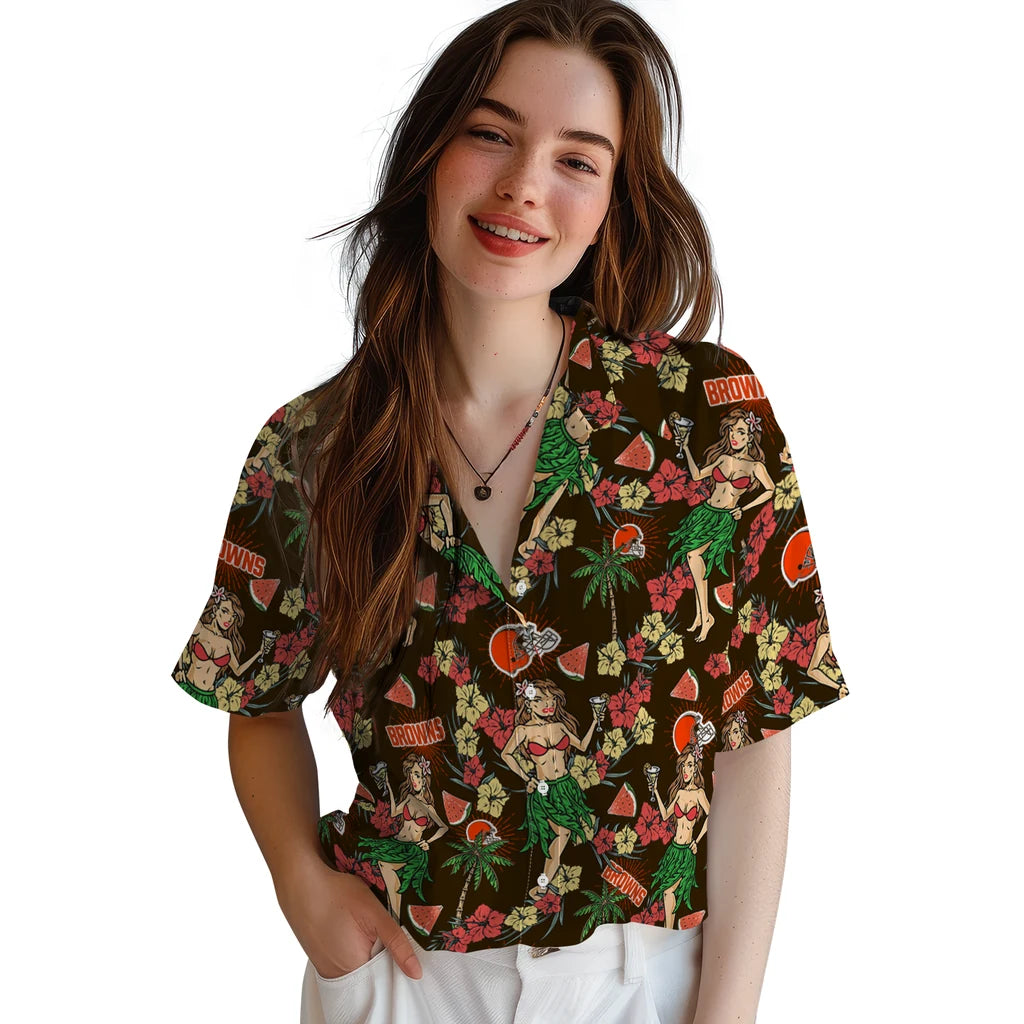 Cleveland Browns Hawaiian Shirt - Hawaiian Girls Design | Moonbestprint