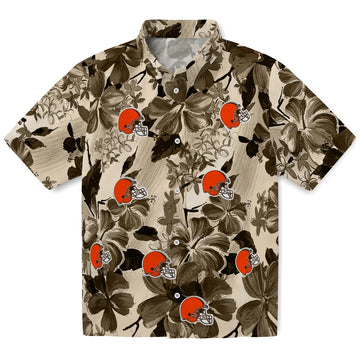 Cleveland Browns Hawaiian Shirt - Hibiscus Arrangement | Moonbestprint