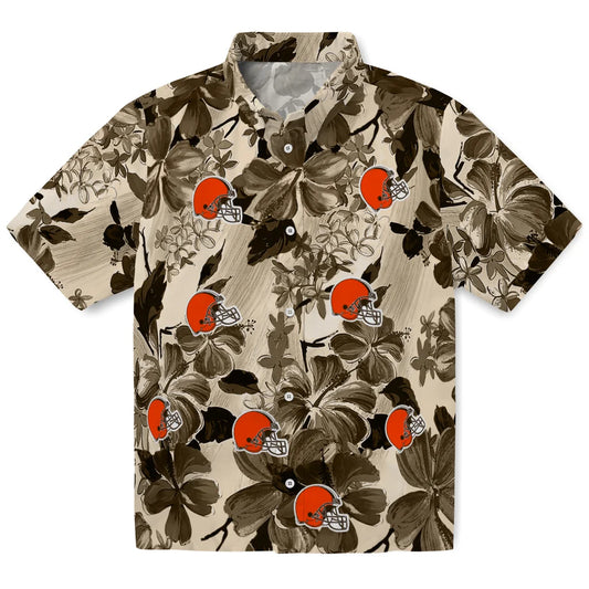 Cleveland Browns Hawaiian Shirt - Hibiscus Arrangement | Moonbestprint