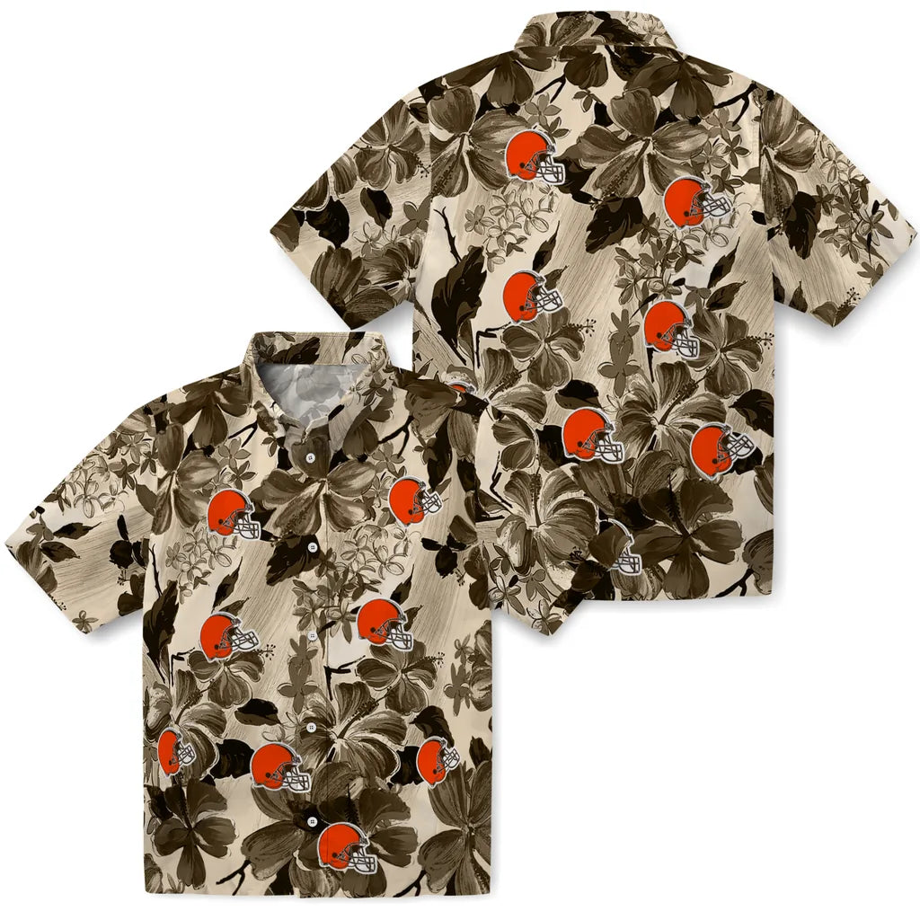 Cleveland Browns Hawaiian Shirt - Hibiscus Arrangement | Moonbestprint