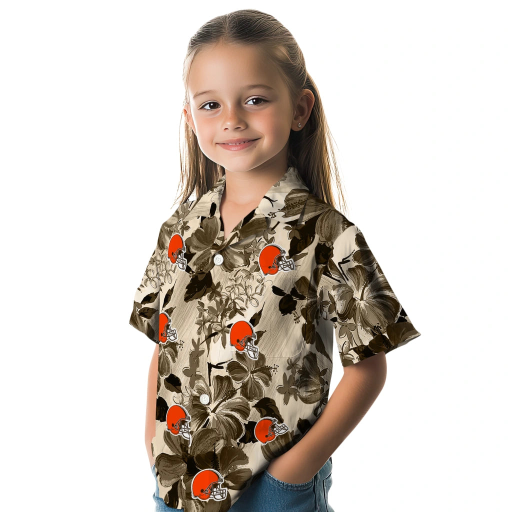 Cleveland Browns Hawaiian Shirt - Hibiscus Arrangement | Moonbestprint