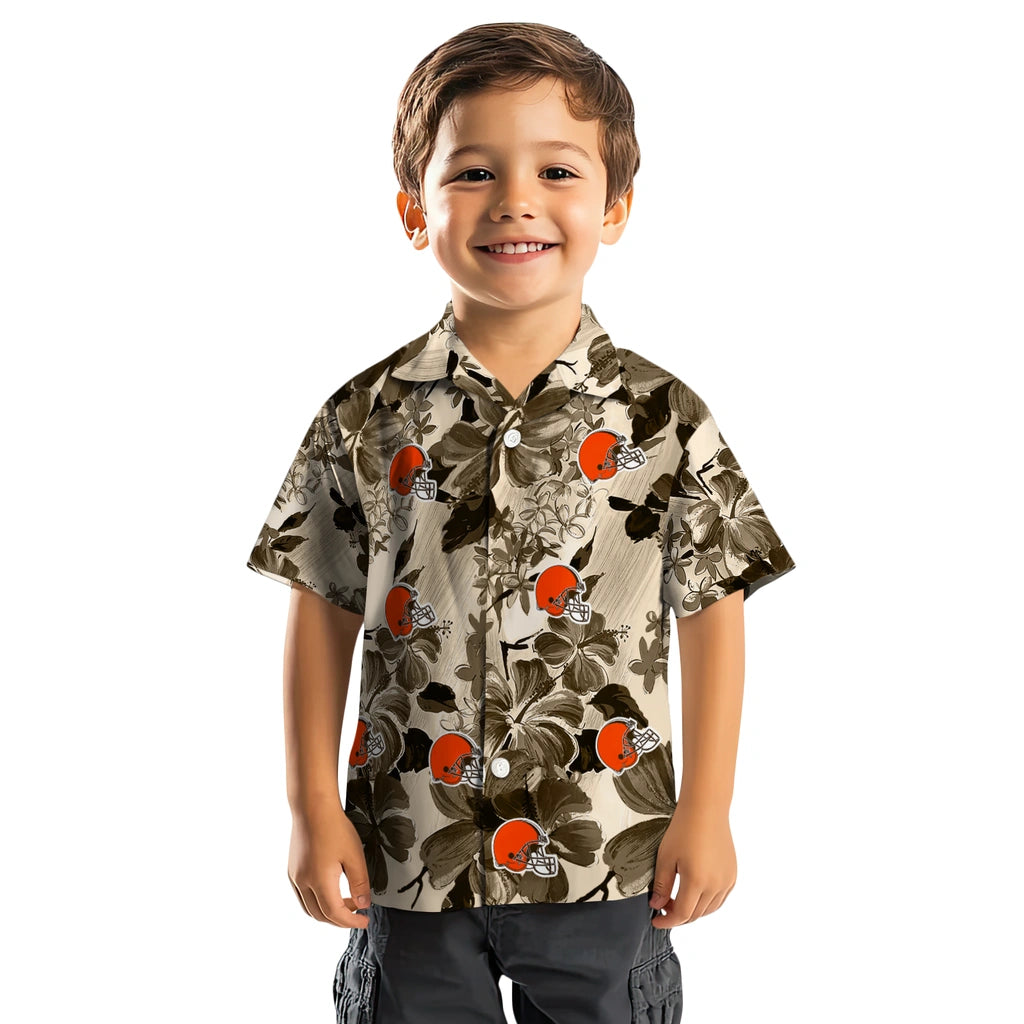 Cleveland Browns Hawaiian Shirt - Hibiscus Arrangement | Moonbestprint