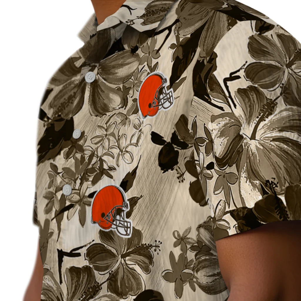 Cleveland Browns Hawaiian Shirt - Hibiscus Arrangement | Moonbestprint