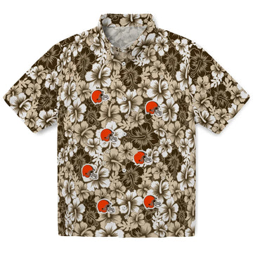 Cleveland Browns Hawaiian Shirt - Hibiscus Blooms | Moonbestprint