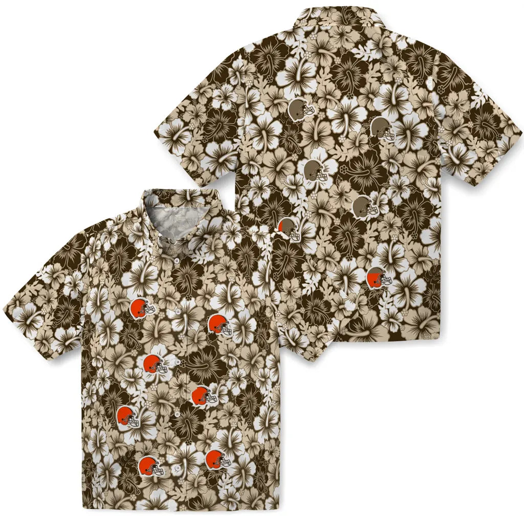Cleveland Browns Hawaiian Shirt - Hibiscus Blooms | Moonbestprint