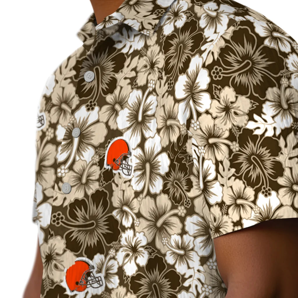 Cleveland Browns Hawaiian Shirt - Hibiscus Blooms | Moonbestprint