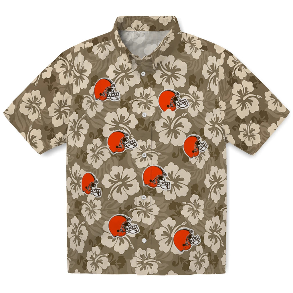 Cleveland Browns Hawaiian Shirt - Hibiscus Cluster | Moonbestprint