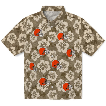Cleveland Browns Hawaiian Shirt - Hibiscus Cluster | Moonbestprint