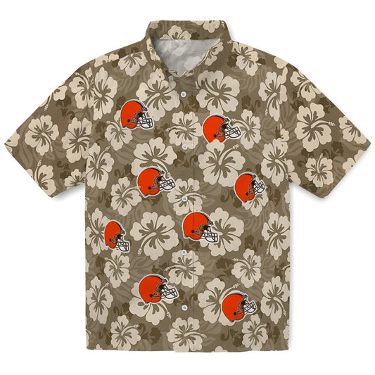 Cleveland Browns Hawaiian Shirt - Hibiscus Cluster | Moonbestprint