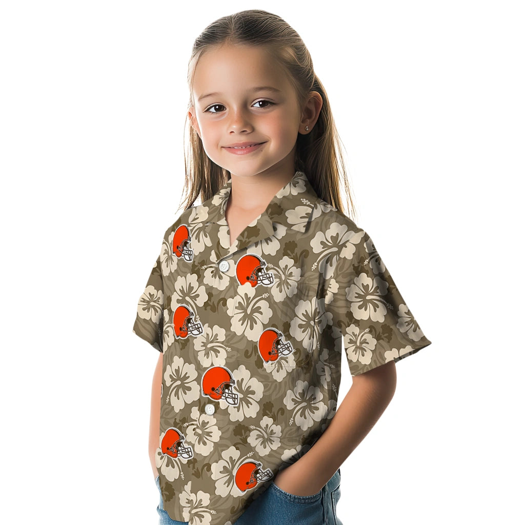Cleveland Browns Hawaiian Shirt - Hibiscus Cluster | Moonbestprint