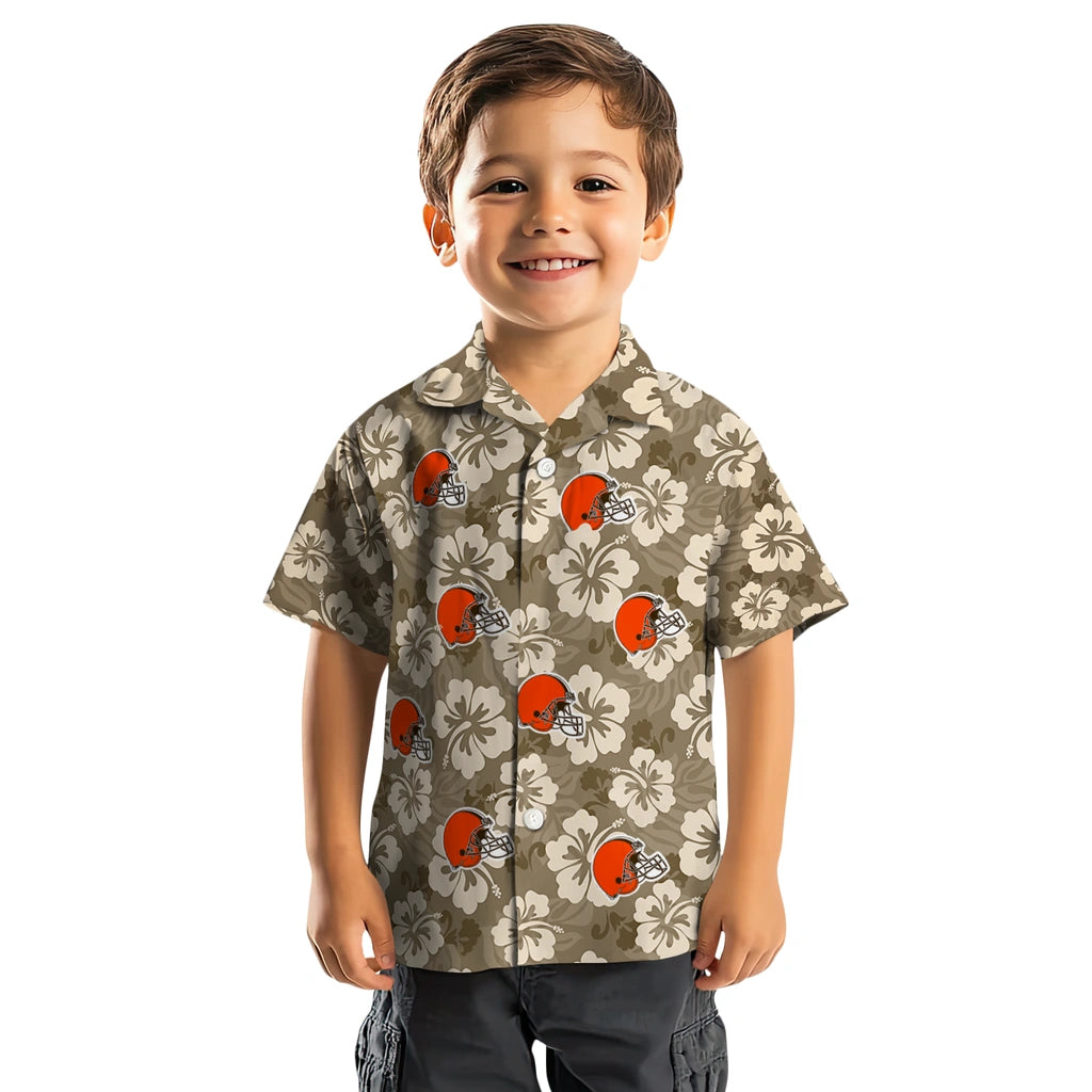 Cleveland Browns Hawaiian Shirt - Hibiscus Cluster | Moonbestprint