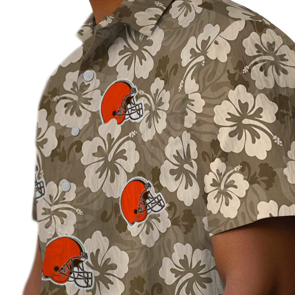 Cleveland Browns Hawaiian Shirt - Hibiscus Cluster | Moonbestprint
