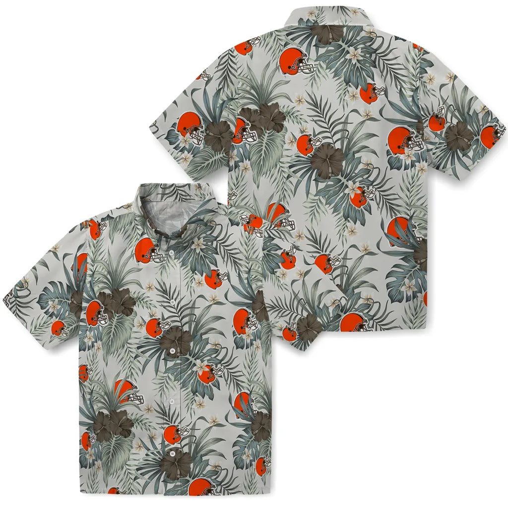 Cleveland Browns Hawaiian Shirt - Hibiscus Designs | Moonbestprint