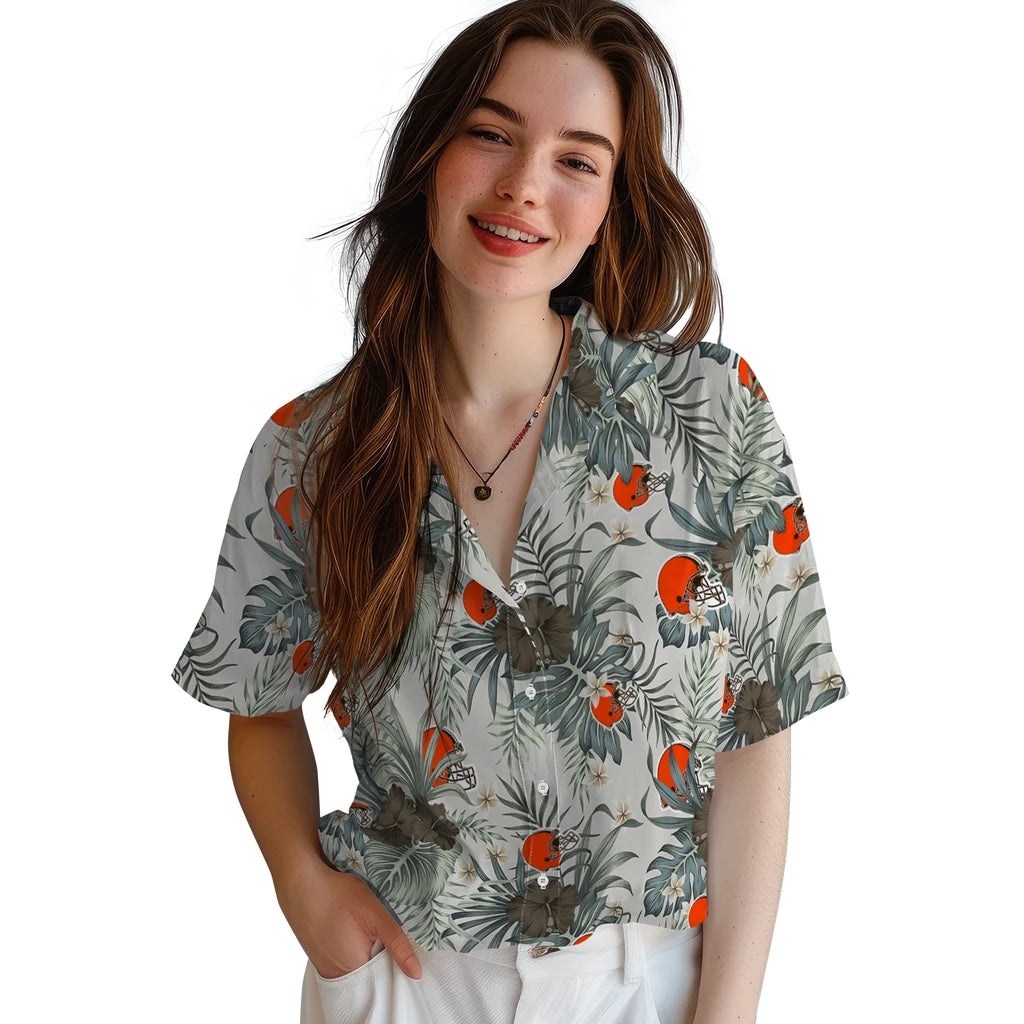 Cleveland Browns Hawaiian Shirt - Hibiscus Designs | Moonbestprint