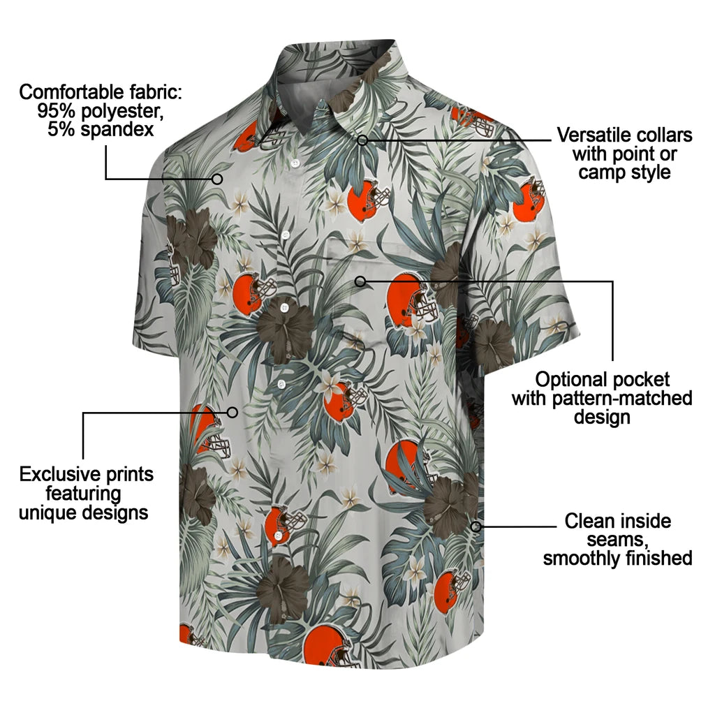 Cleveland Browns Hawaiian Shirt - Hibiscus Designs | Moonbestprint