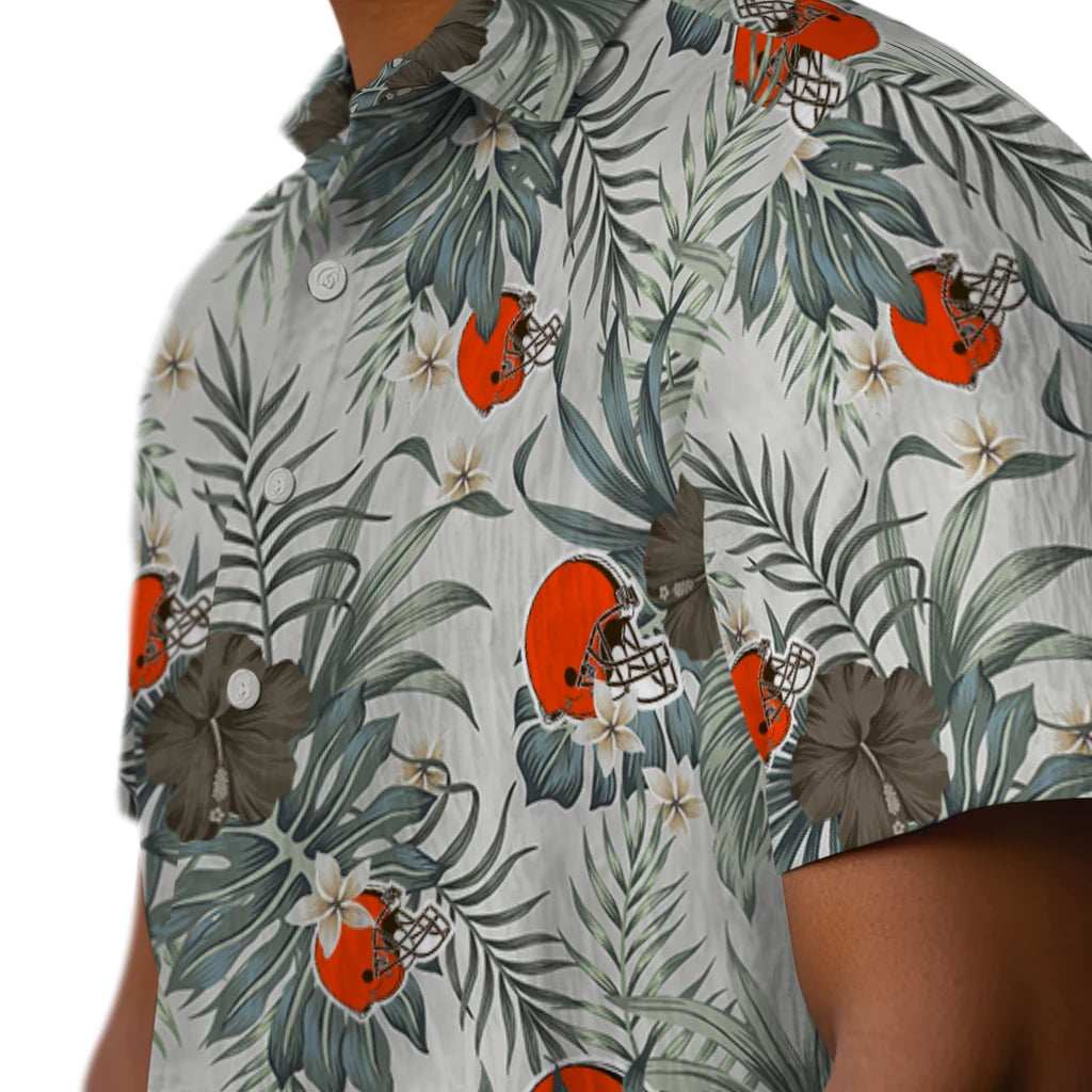 Cleveland Browns Hawaiian Shirt - Hibiscus Designs | Moonbestprint
