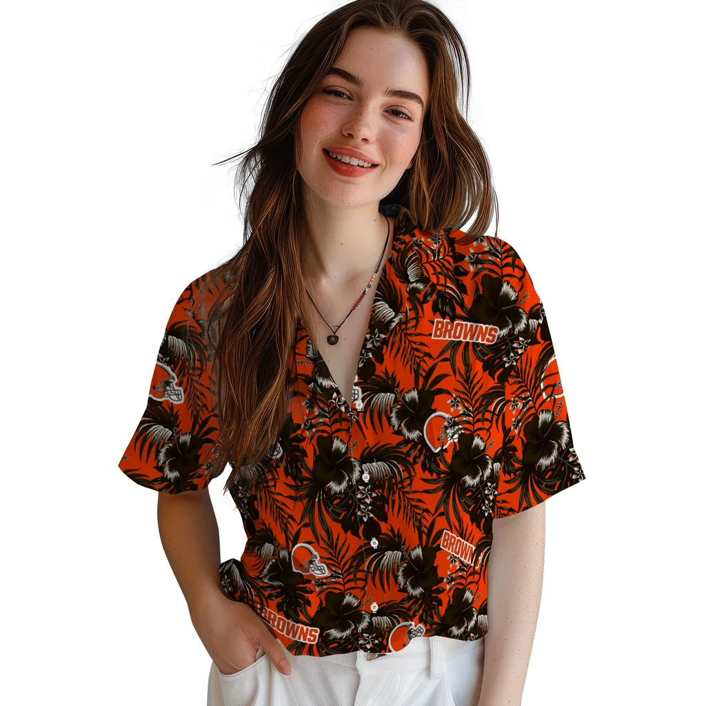 Cleveland Browns Hawaiian Shirt - Hibiscus Exotic | Moonbestprint